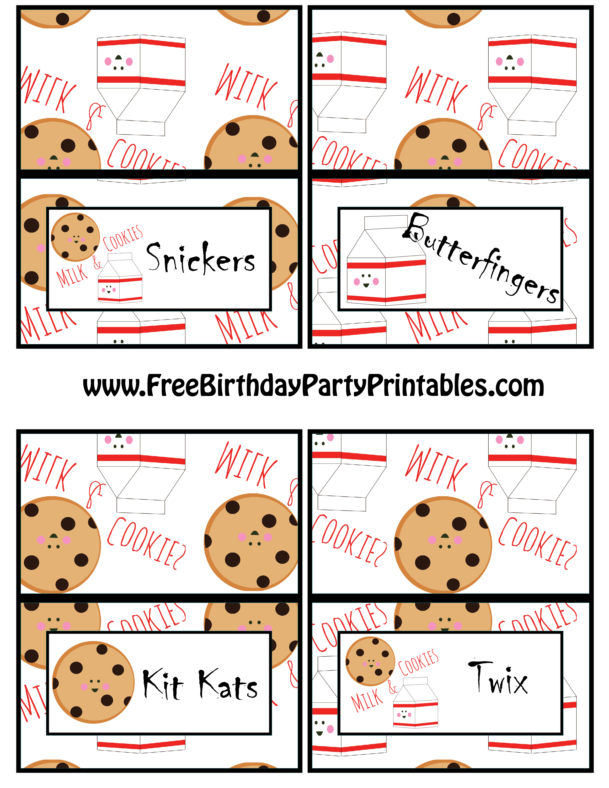 Milk And Cookie Free Birthday Party Printables